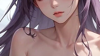 Violet Hair Goddess Sips Morning Coffee in Sunlit Sanctuary