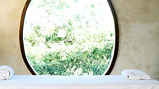 Brunette babe receives sensual massage