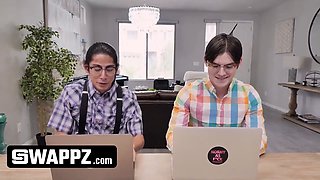Fit and naughty: teen stepsiblings' living room cum sesh