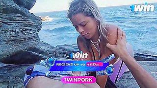 Mari E Chell In Amazing Super-hot Milf Blow-job On Rocks, Public Deepthroating!