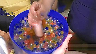 Sensitive handjob with oil and water balls // MASSIVECUM \\
