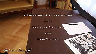 Teacher's Pet Parts 1 and 2: Mistress Firewolf and Lara Vixette - Latex Lesbian Domination
