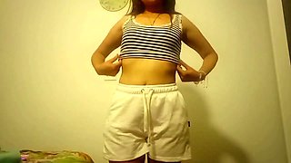 Cute 18-year-old latina girl enjoys some solo finger fun