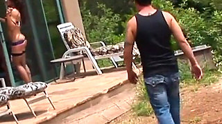 In the villa the lady gets fucked while her man watches