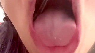 Silly Face Fetish and Squirting Milk Onto a Glass Table