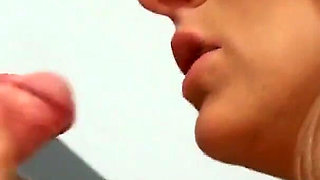 The blonde Christina pleases the cock with her hands and mouth