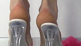 Foot Fetish Solo in Pink Stockings