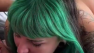 She Gets Laid with Her Boss, He's Excited About Her Tattoos and Green Hair!