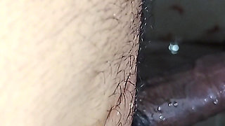 Shot of semen on plump big breasts