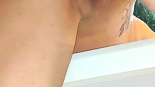 Sex on the Table, Cum Flowing From Pussy