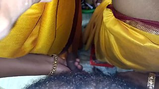 Indian Housewife and Step Sister Threesome Fucking in Kitchen - Tamil Maid Roleplay