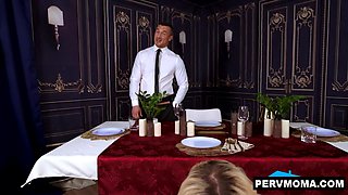 Step-mom Chief Deep-throats Lollipop at Dinner