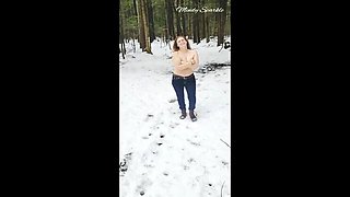 Shy MILF Mindy Sparkle strips naked and sucks big cock outdoors in public park