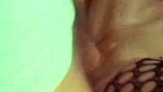 Booty blond ebony plays with her big boobs and pussy