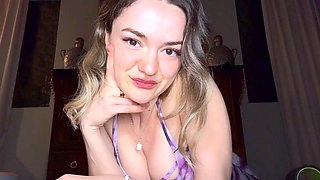 Cute curly brunette solo webcam masturbation