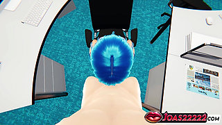 Office Slut Elisa in 3D Animation - Handjob Stroking for Big Dick, Sloppy Blowjob with Moans and Footjob Fetish