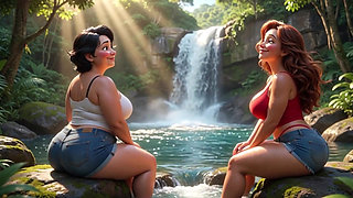 Teacher Cheats on Husband with Her Student's Hot Stepmom in a Passionate Lesbian Waterfall Encounter (ai Generated)