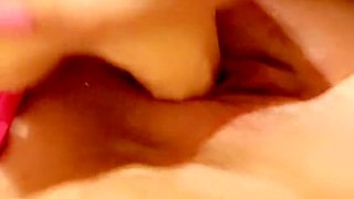 Sexy Bosomy Brunette Babe Fucks Herself With a Dildo Up To Squirting On Snapchat