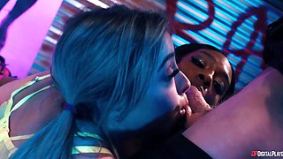 Lacey London's Fierce Battle in a Wasteland Scene