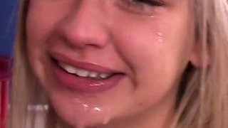 Hot Blonde fucked an blowed until she gagged a few times