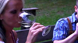 Cum Eating Blondie From France Sucking and Riding Cock at Cabin