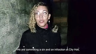 Couple peeing and having sex in public behind the church