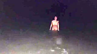 Naughty Teen Gets Naked On Beach At Night - Boyfriend Films Her Hot Solo Action