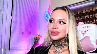 beauty blond sex toy masturbates