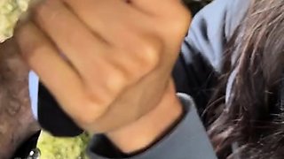Outdoor blowjob service provided by cum craving amateur teen