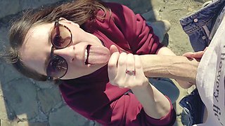Stranger Cum in my Throat after Public Blowjob - little
