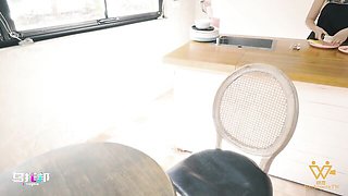 Exciting madam at kitchen sex