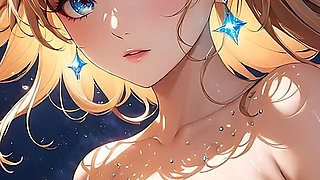 Celestial Aura - Ai Girl with Floating Constellations Orbiting Her Face