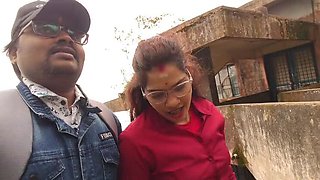 Sona Bhabhi Hot Kissing and Boobs Press by Boyfriend in Forest - Indian Desi Girl Fingering Scene