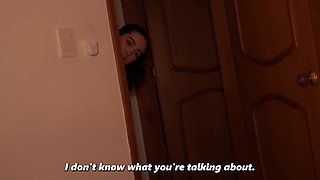 Stepbrother Towel Prank Turns into Hard Riding Session for her big ass