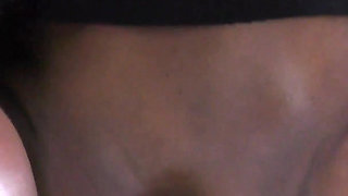Ebony Slut Gagging on Big White Cock