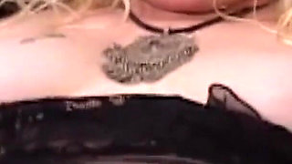 The Old Slut Comes Home and Masturbates on the Stairs