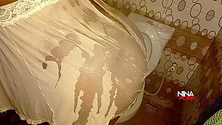 Ebony Girl Twerking in Her Bathroom and Neighbour Sneak in to Fuck Booty