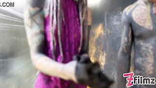 ALT dominatrix PEGGING tattooed worker - ANAL fuck, dripping dick, cumshot, female domination