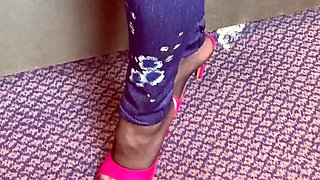 Mrs Mature Blonde in Stinky Black Tights Foot Fetish Homemade HD