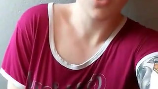 Fit Redhead Rubs Her Big Clit and Cums Hard Before Her Shower