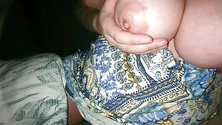 Step mom with amazing big tits handjob step son dick without condom