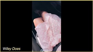 Wifey Flashing Her Big Tits in Car - Amateur Outdoor MILF Exhibitionist
