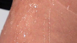 A lot of cum over my nylon leg