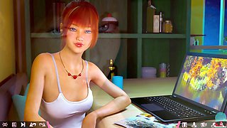 Anime cutie in a steamy POV pc game