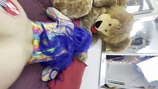 Blue-haired PAWG moans so good - she deserves creampie