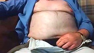 Hairy Grandpa Bear Strokes His Big Cock