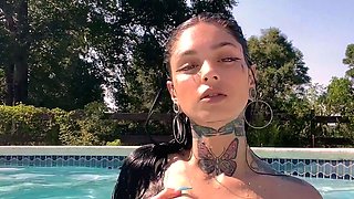 Hot brunette big boobs toying pink pussy