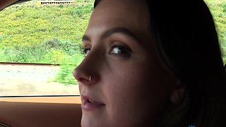 Brunette teen outdoor pov