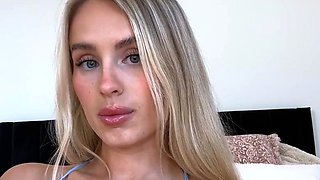 Vega Thompson Hot Blonde Strips And Shows Her Pussy
