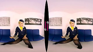 No Knickers Flight - British Blonde Stewardess Strips In The Lounge